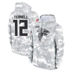 Choea A.Falcons #12 Avieon Terrell Player Arctic Camo Salute to Service Limited Hoodie Stitched Jerseys