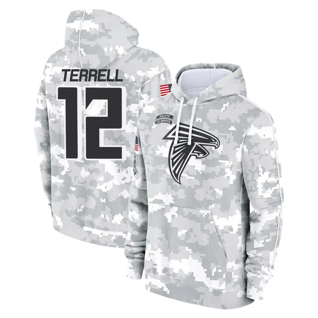 Choea A.Falcons #12 Avieon Terrell Player Arctic Camo Salute to Service Limited Hoodie Stitched Jerseys