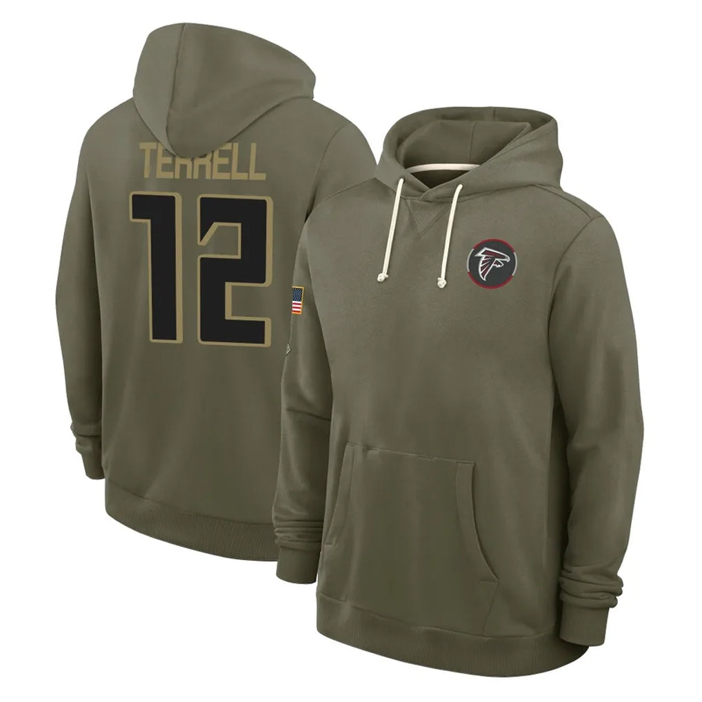 Choea A.Falcons #12 Avieon Terrell Player Olive 2025 Salute to Service Hoodies Stitched Jerseys