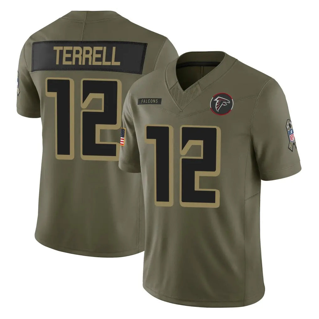 Choea A.Falcons #12 Avieon Terrell Player Olive Salute To Service Limited Home Game Stitched Jerseys