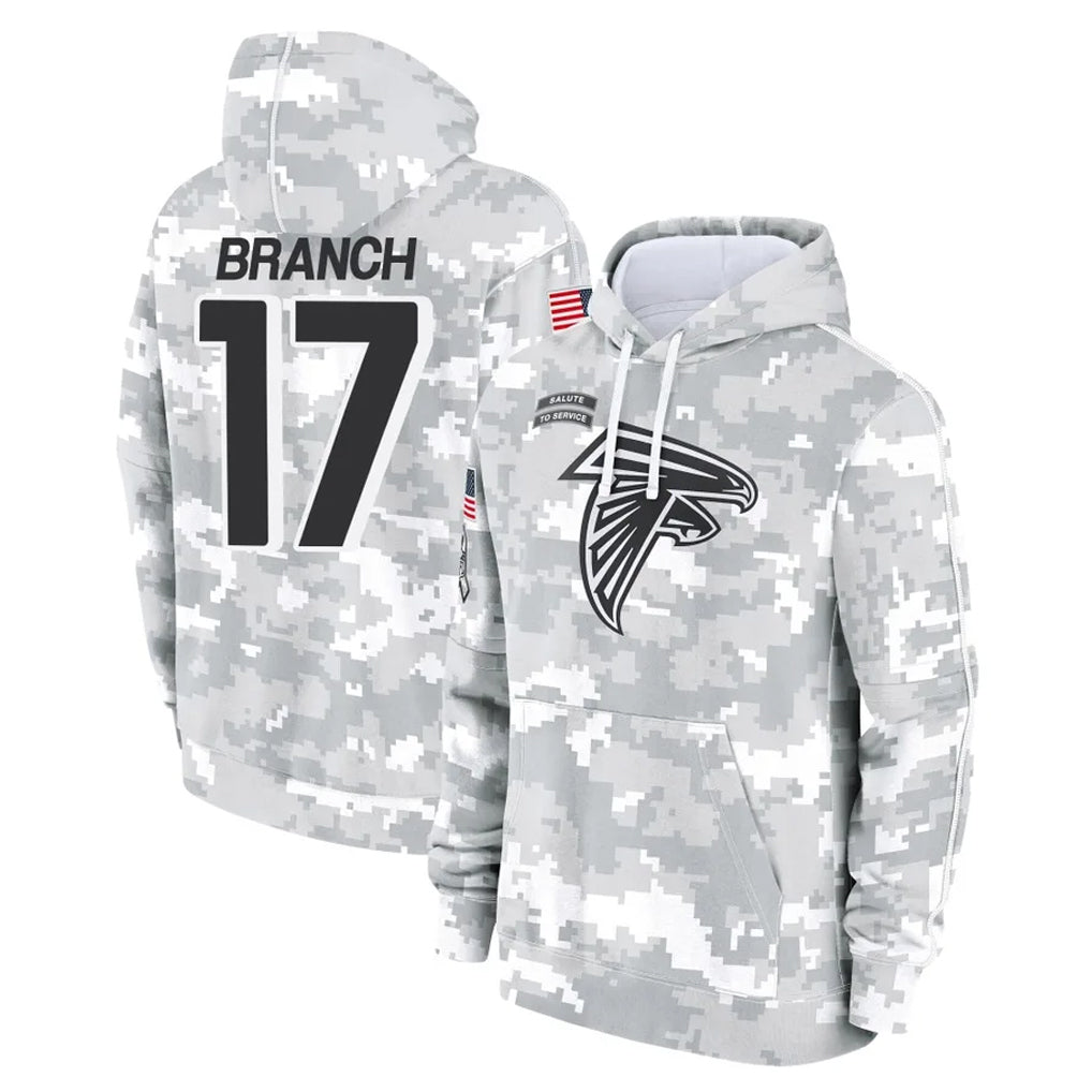 Choea A.Falcons #17 Zachariah Branch Player Arctic Camo Salute to Service Limited Hoodie Stitched Jerseys