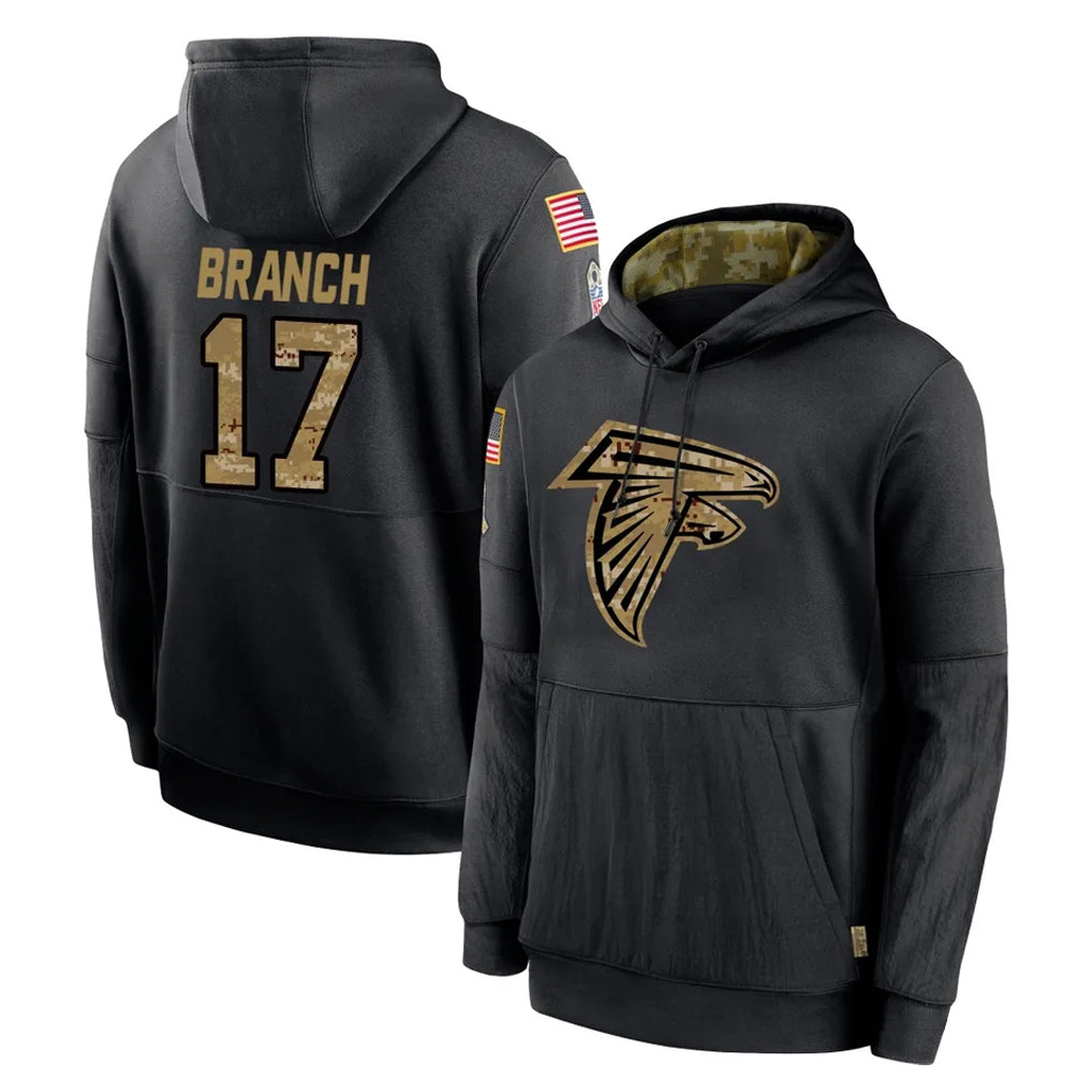 Choea A.Falcons #17 Zachariah Branch Player Black Salute to Service Limited Black Hoodie Stitched Jerseys