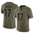 Choea A.Falcons #17 Zachariah Branch Player Olive Salute To Service Stitched Jerseys