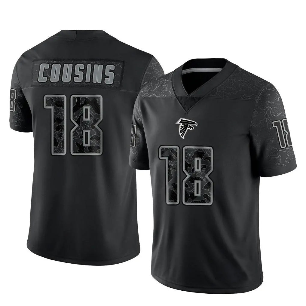 Choea A.Falcons #18 Kirk Cousins Player Black RFLCTV Limited Stitched Jerseys