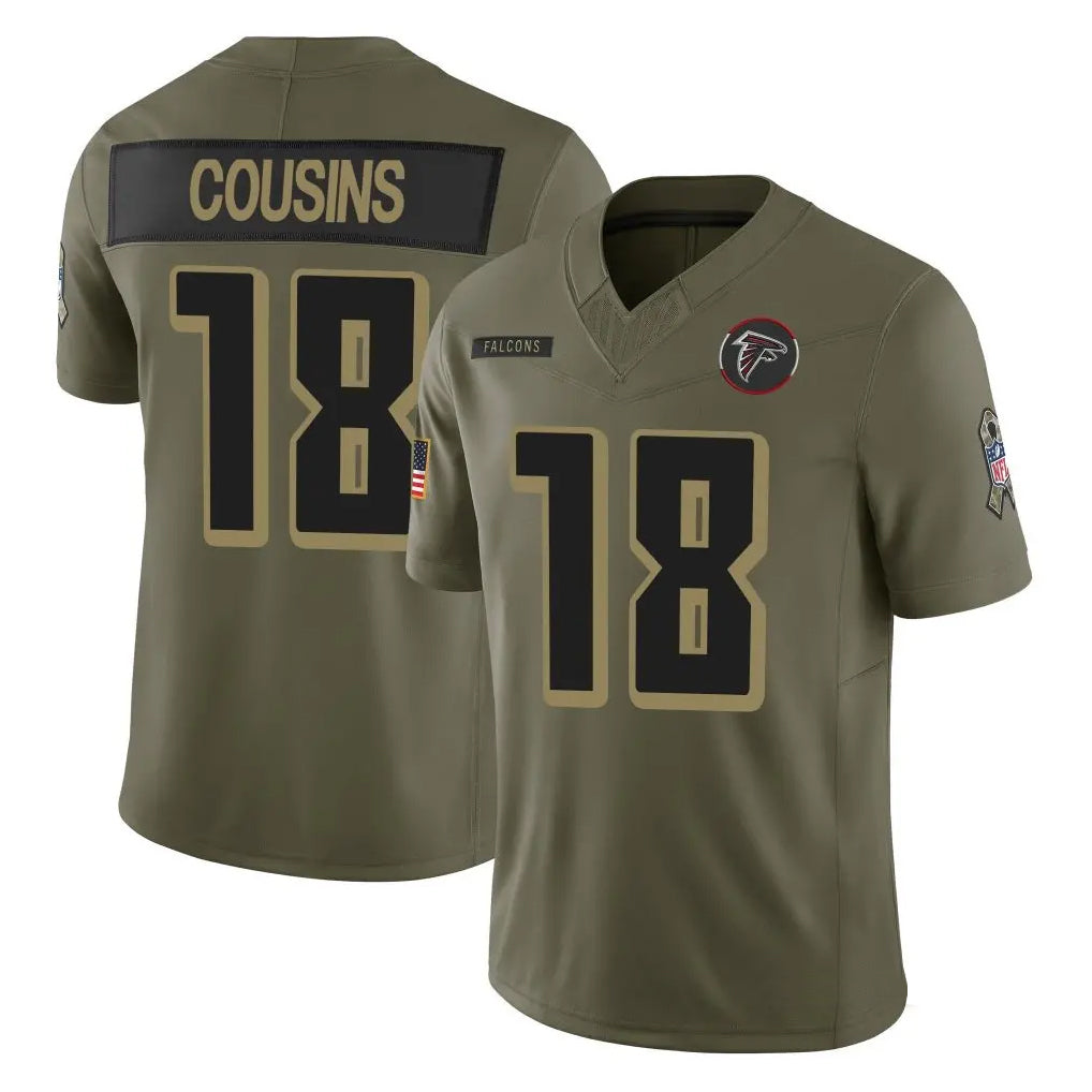 Choea A.Falcons #18 Kirk Cousins Player Olive Salute To Service Limited Home Game Stitched Jerseys