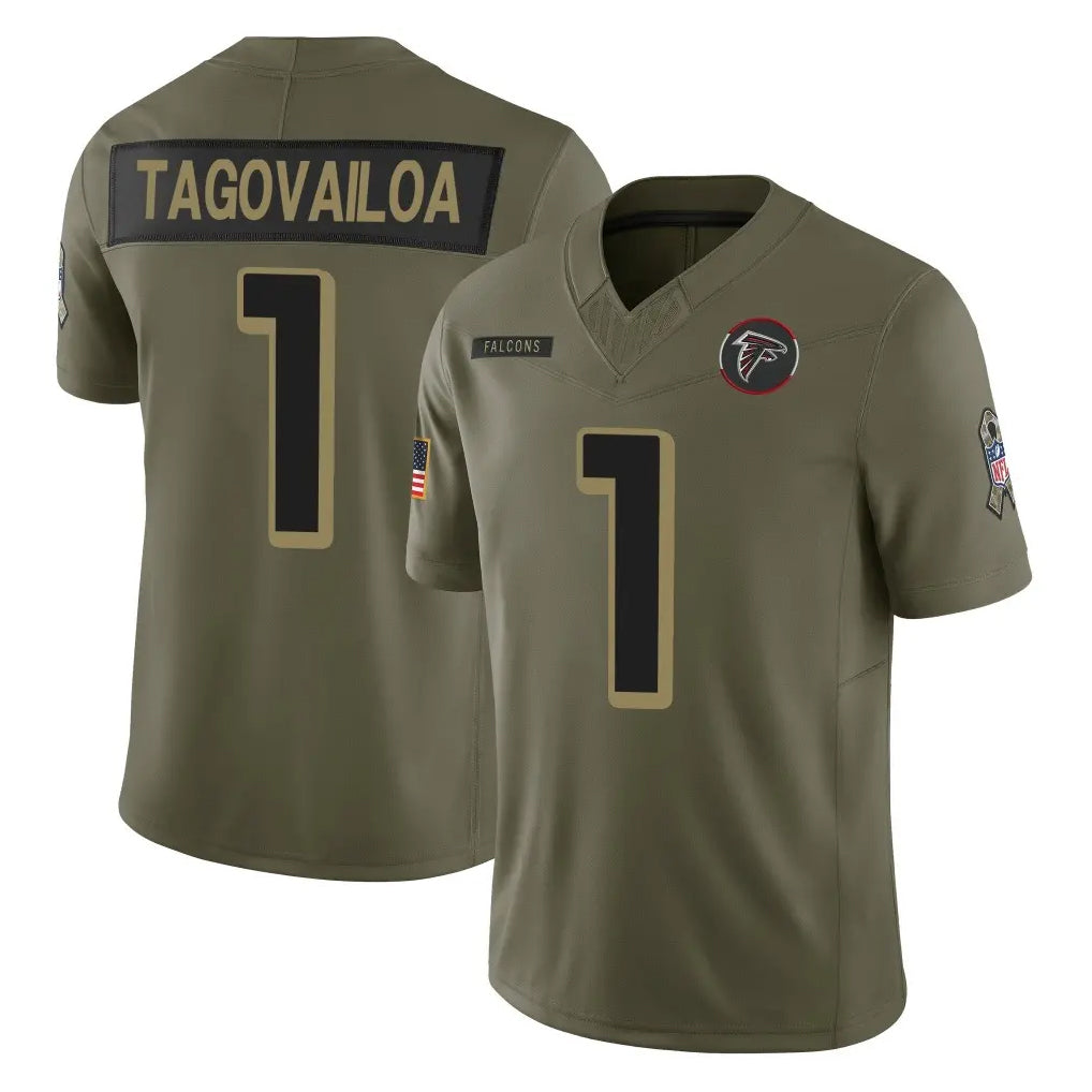 Choea A.Falcons #1 Tua Tagovailoa Player Olive Salute To Service Limited Home Game Stitched Jerseys