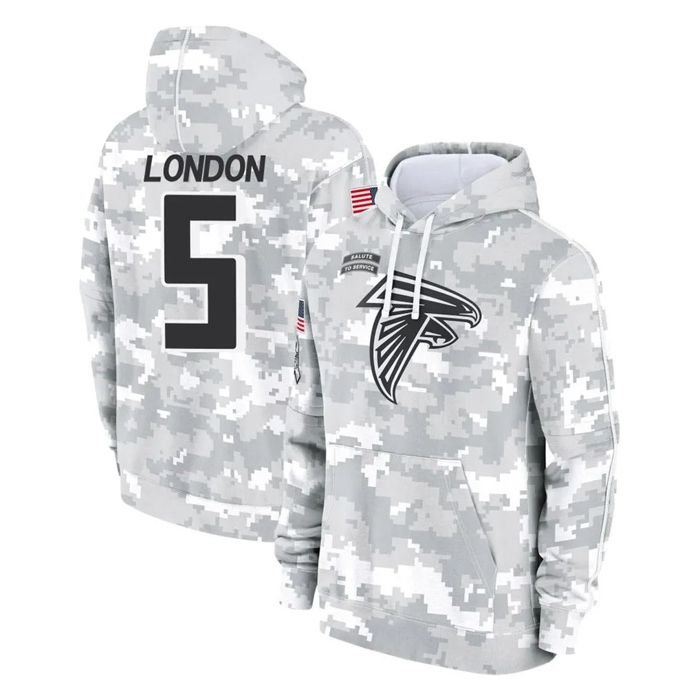 Choea A.Falcons #5 Drake London Player Camo Arctic Salute to Service Hoodies Limited Stitched Jerseys