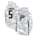 Choea A.Falcons #5 Drake London Player Camo Arctic Salute to Service Hoodies Limited Stitched Jerseys