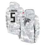 Choea A.Falcons #5 Drake London Player Camo Arctic Salute to Service Hoodies Limited Stitched Jerseys