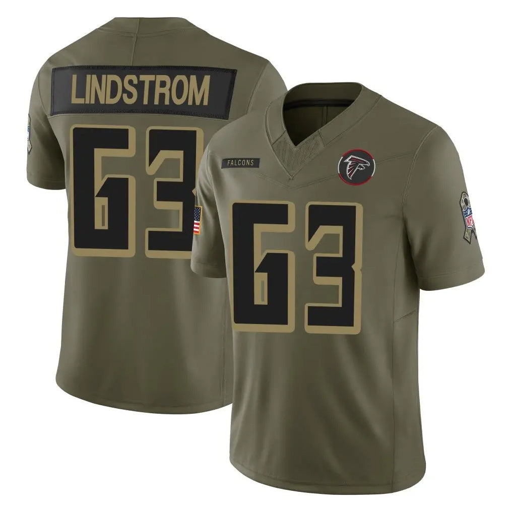 Choea A.Falcons #63 Chris Lindstrom Player Olive Salute To Service Limited Home Game Stitched Jerseys