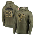 Choea A.Falcons #63 Chris Lindstrom Player Olive Salute to Service Club Fleece Hoodie Stitched Jerseys