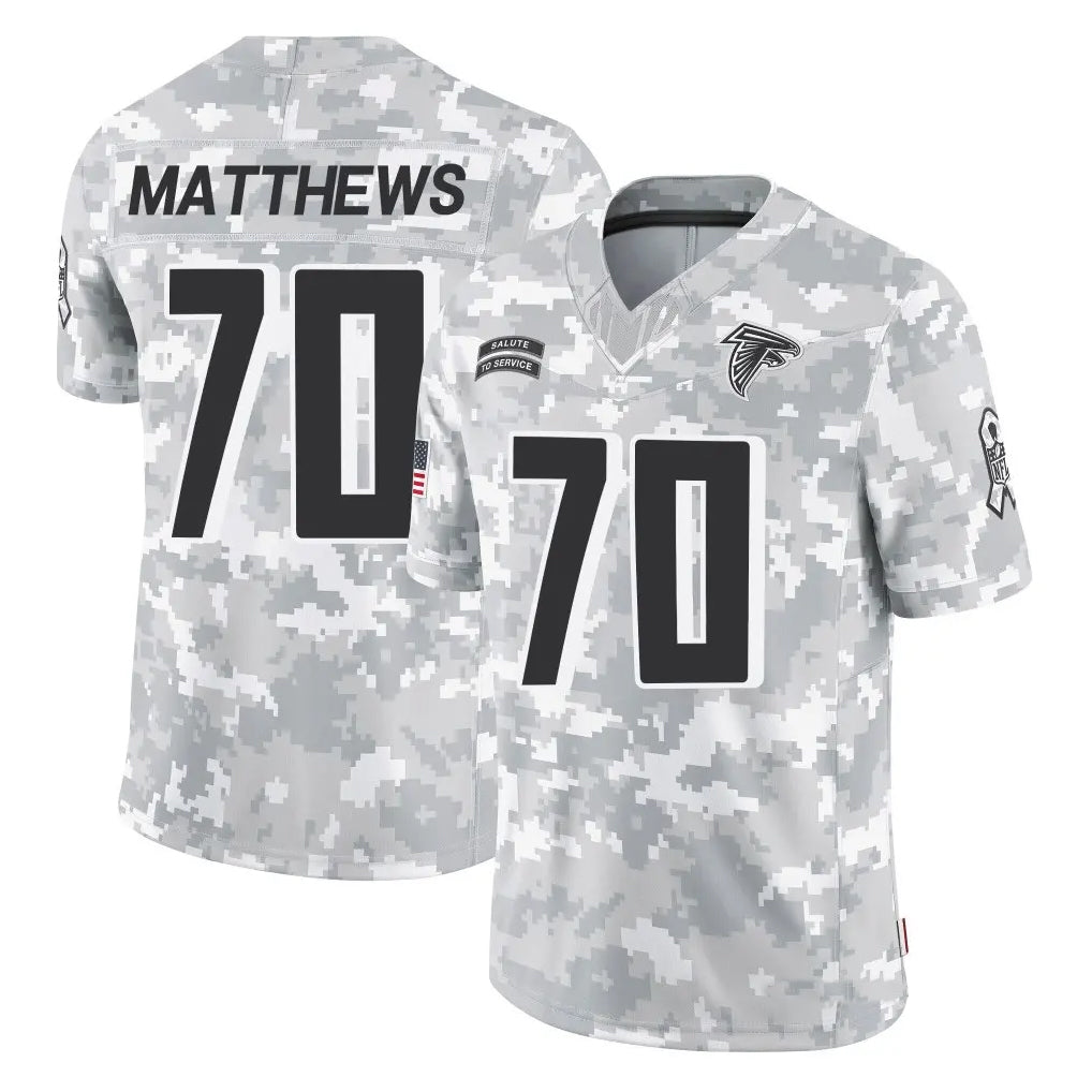 Choea A.Falcons #70 Jake Matthews Player Arctic Camo Salute to Service Limited Stitched Jerseys