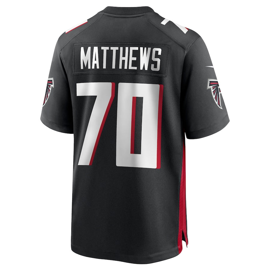 Choea A.Falcons #70 Jake Matthews Player Black Home Game Stitched Jerseys