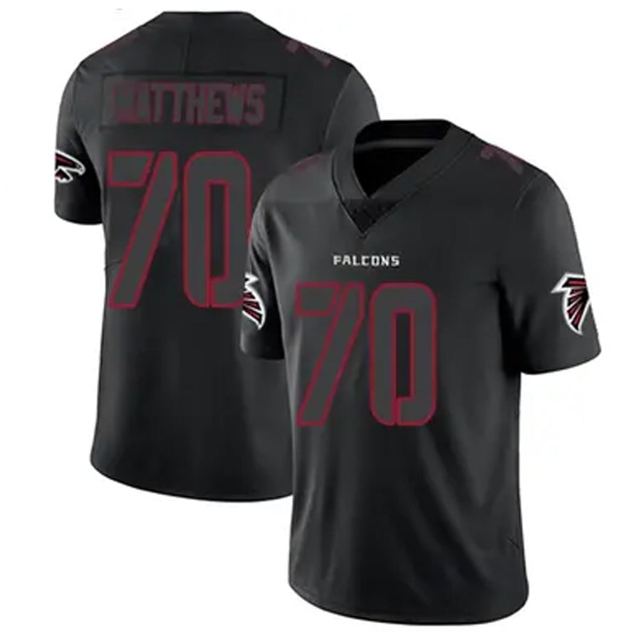 Choea A.Falcons #70 Jake Matthews Player Black Limited Elite Game Stitched Jerseys