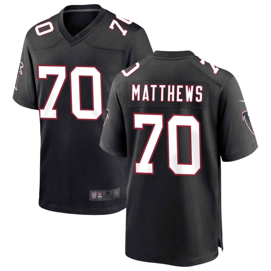Choea A.Falcons #70 Jake Matthews Player Black Throwback Game Stitched Jerseys