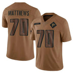 Choea A.Falcons #70 Jake Matthews Player Brown Salute To Service Limited Stitched Jerseys