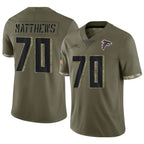 Choea A.Falcons #70 Jake Matthews Player Olive Salute To Service Limited Stitched Jerseys