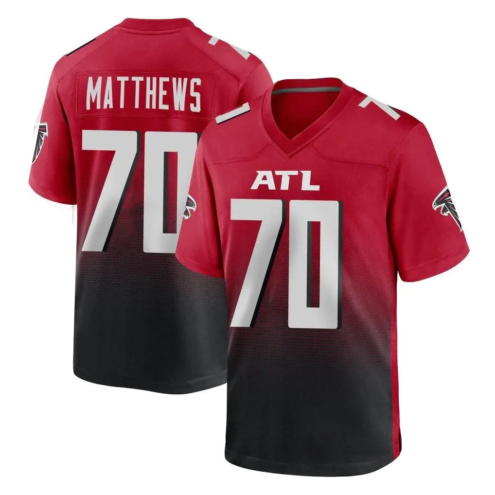 Choea A.Falcons #70 Jake Matthews Player Red Home Game Stitched Jerseys