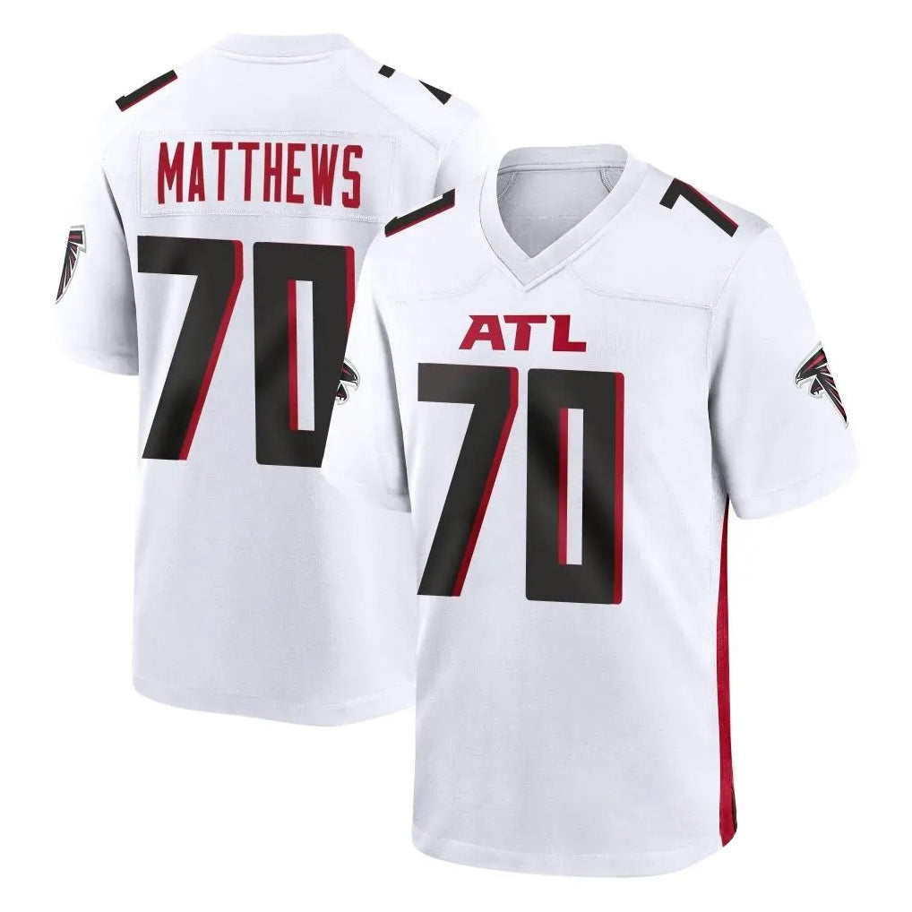 Choea A.Falcons #70 Jake Matthews Player White Home Game Stitched Jerseys