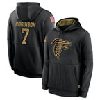 Choea A.Falcons #7 Bijan Robinson Player Black Salute to Service Pullover Hoodies Stitched Jerseys