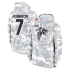Choea A.Falcons #7 Bijan Robinson Player Camo Arctic Salute to Service Hoodies Limited Stitched Jerseys