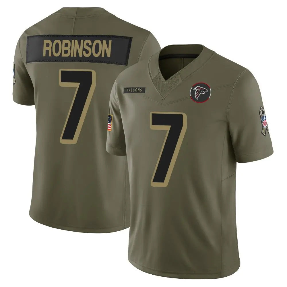 Choea A.Falcons #7 Bijan Robinson Player Salute To Service Olive Stitched Jerseys