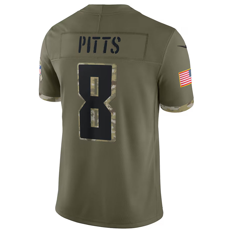 Choea A.Falcons #8 Kyle Pitts Sr. Player Olive Salute To Service Limited Stitched Jerseys