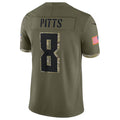 Choea A.Falcons #8 Kyle Pitts Sr. Player Olive Salute To Service Limited Stitched Jerseys