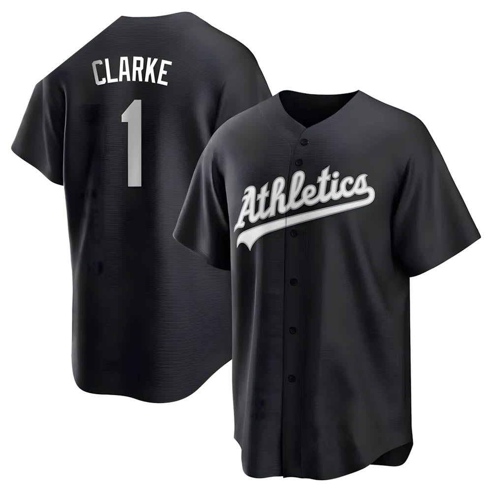 Choea Athletics #1 Denzel Clarke player Black&White Replica Stitched Jersey
