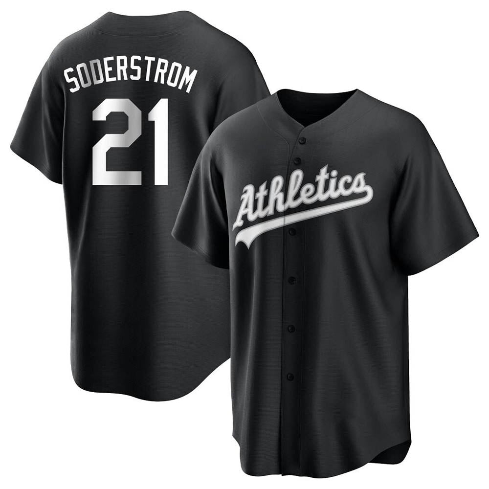 Choea Athletics #21 Tyler Soderstrom Player Black&White Replica Stitched Jersey