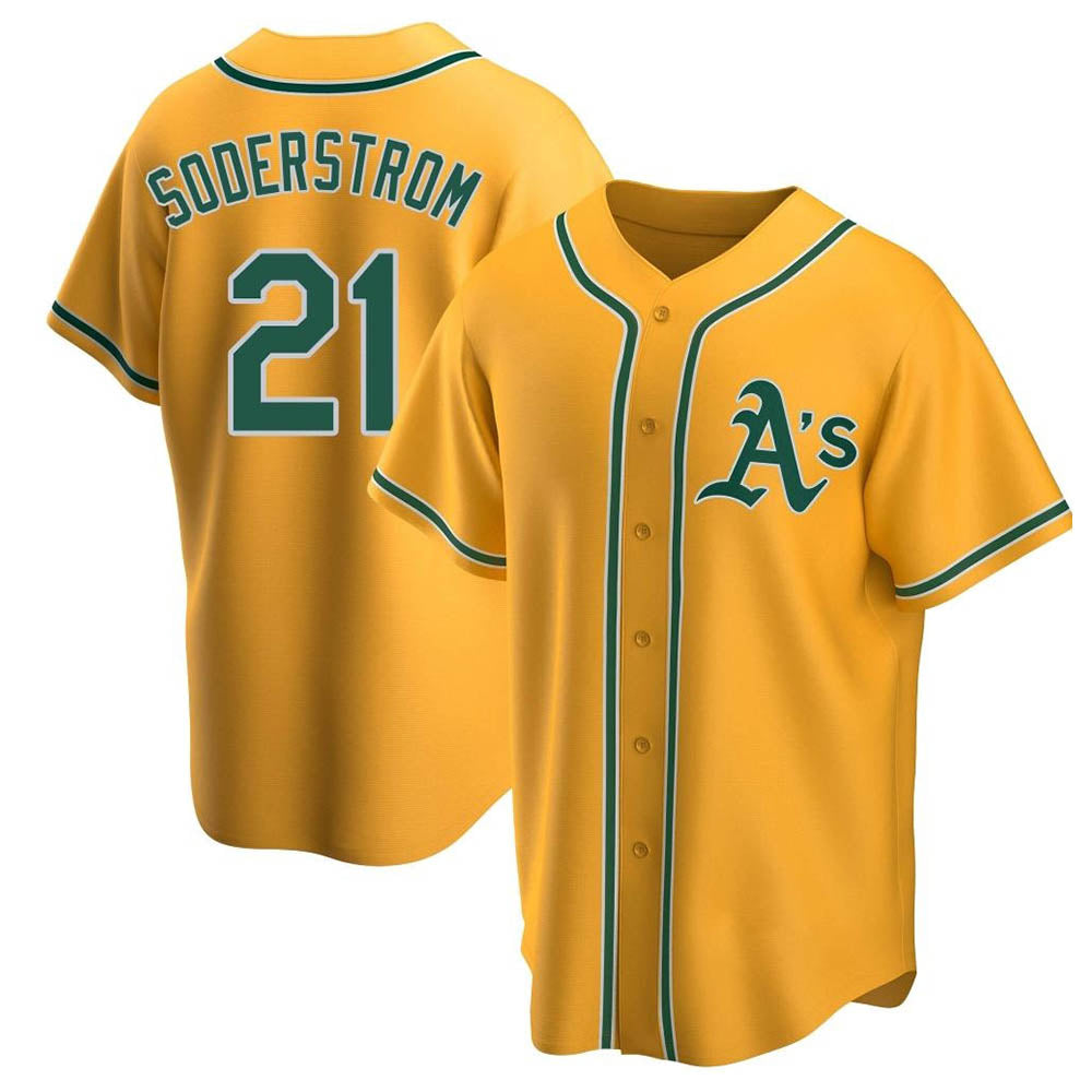 Choea Athletics #21 Tyler Soderstrom Player Gold Replica Alternate Stitched Jersey
