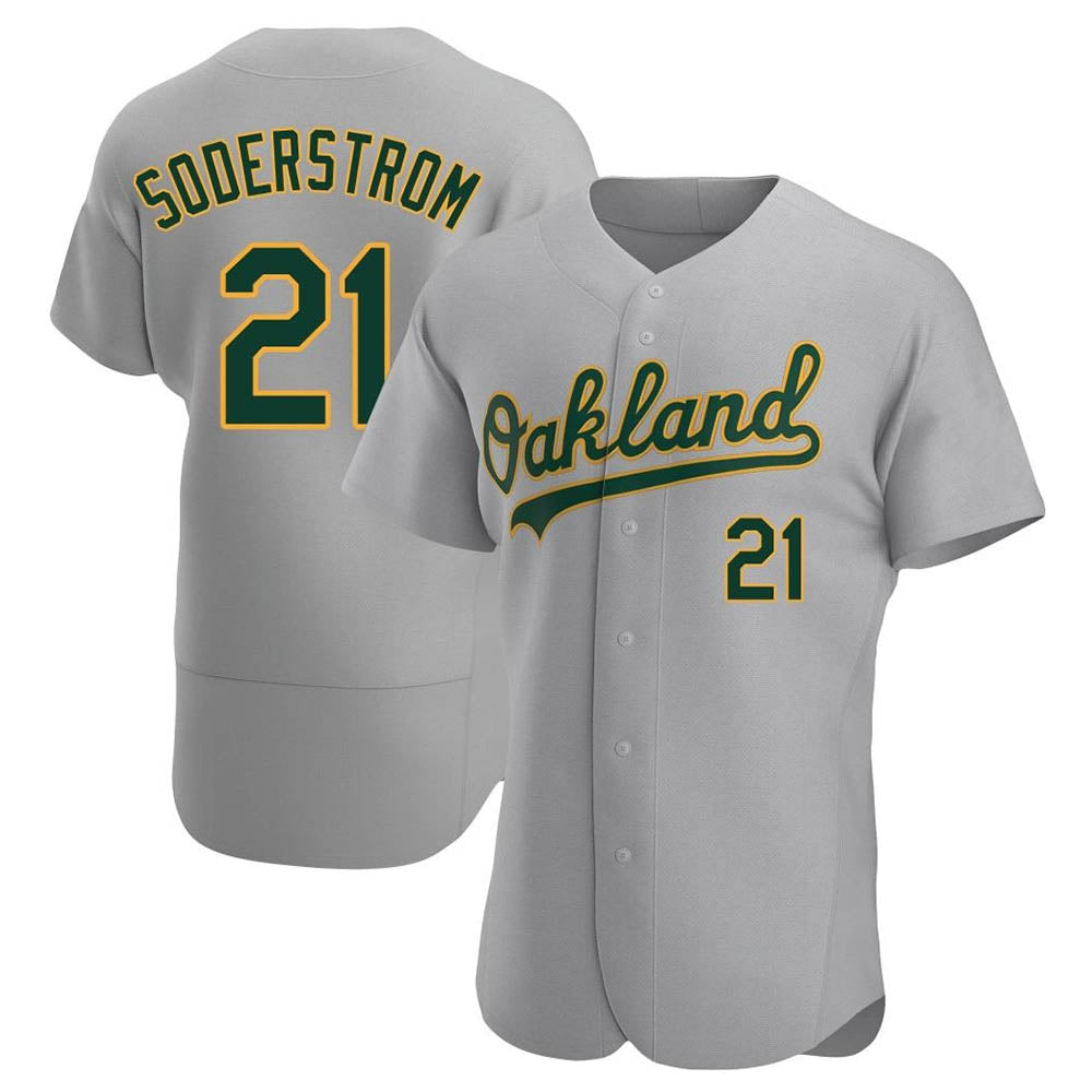 Choea Athletics #21 Tyler Soderstrom Player Gray Authentic Road Stitched Jersey