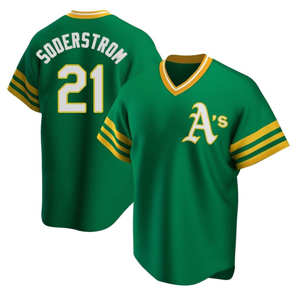 Choea Athletics #21 Tyler Soderstrom Player Green Replica Cooperstown Collection Stitched Jersey