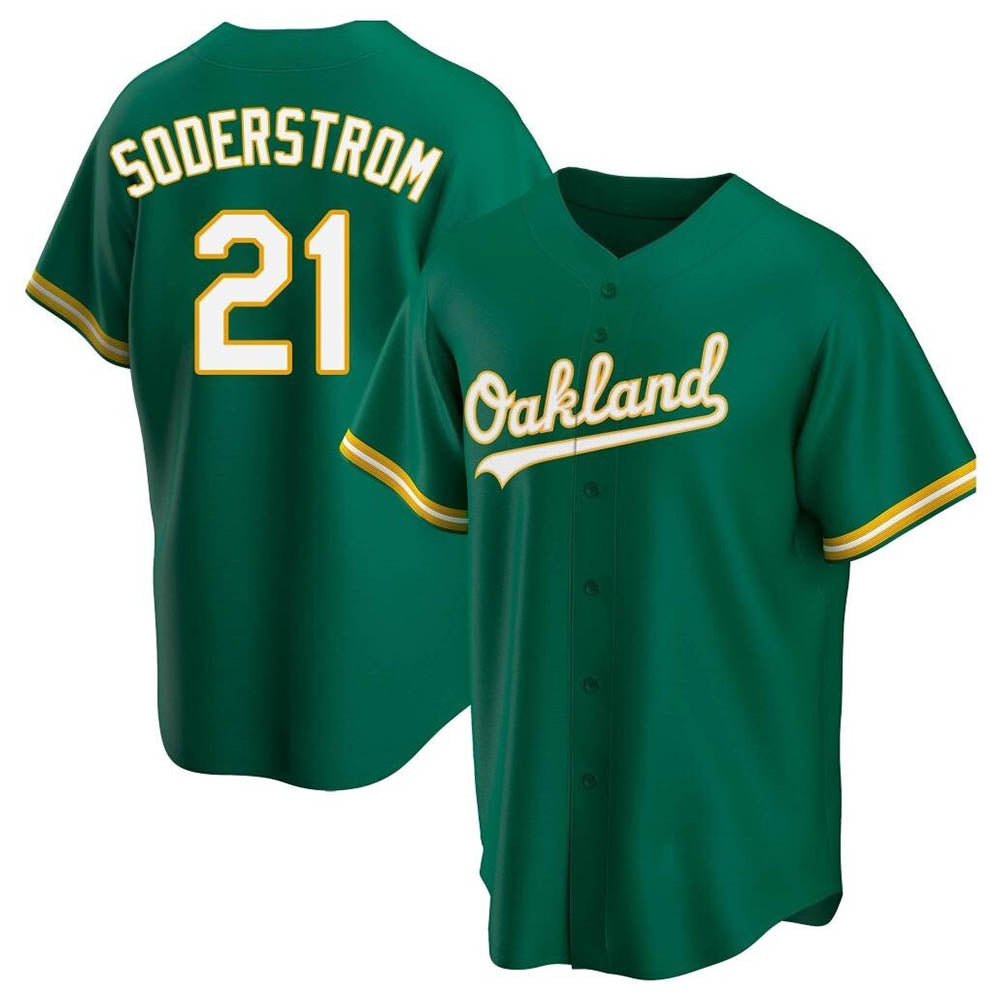 Choea Athletics #21 Tyler Soderstrom Player Green Replica Kelly Alternate Stitched Jersey