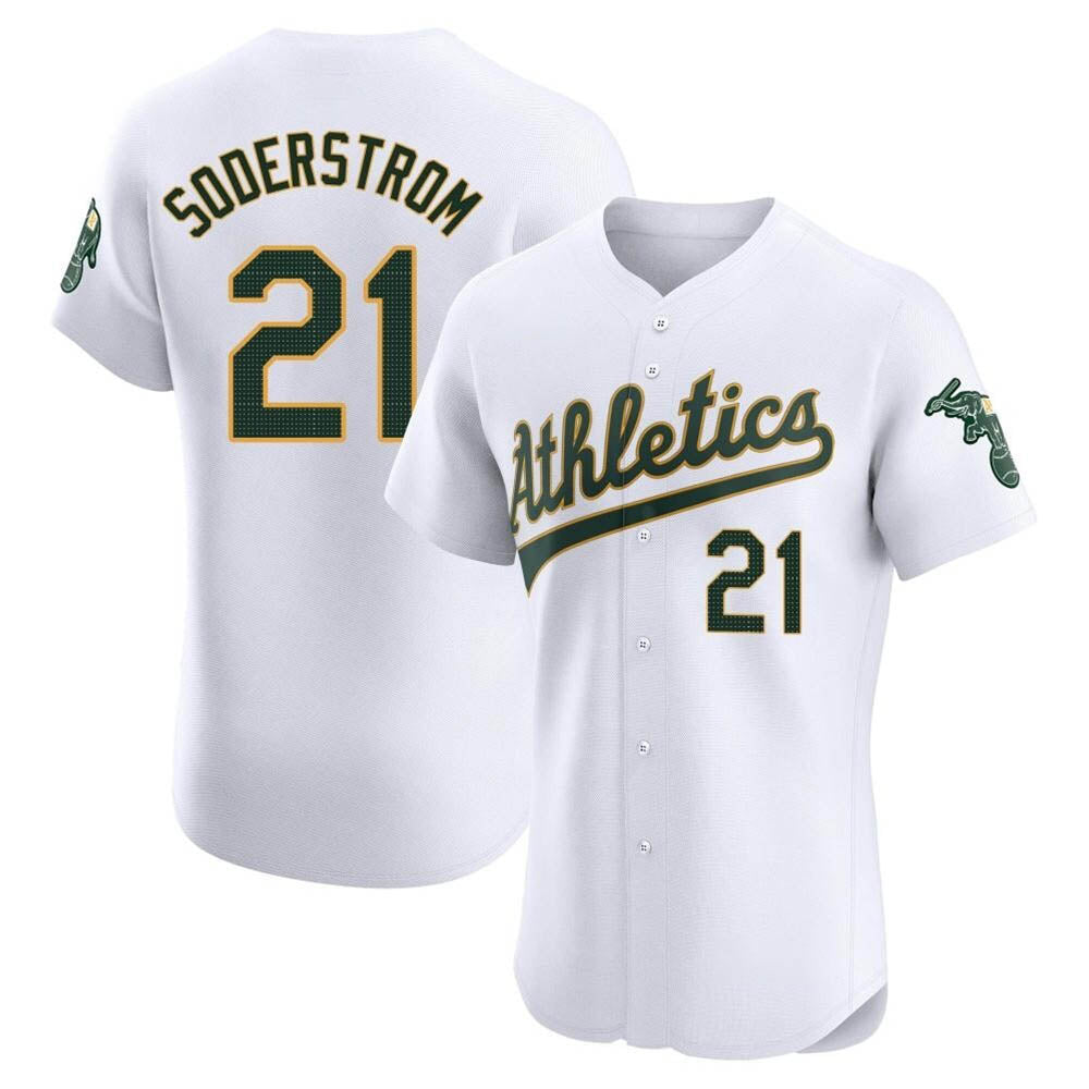 Choea Athletics #21 Tyler Soderstrom Player White Elite Home Stitched Jersey