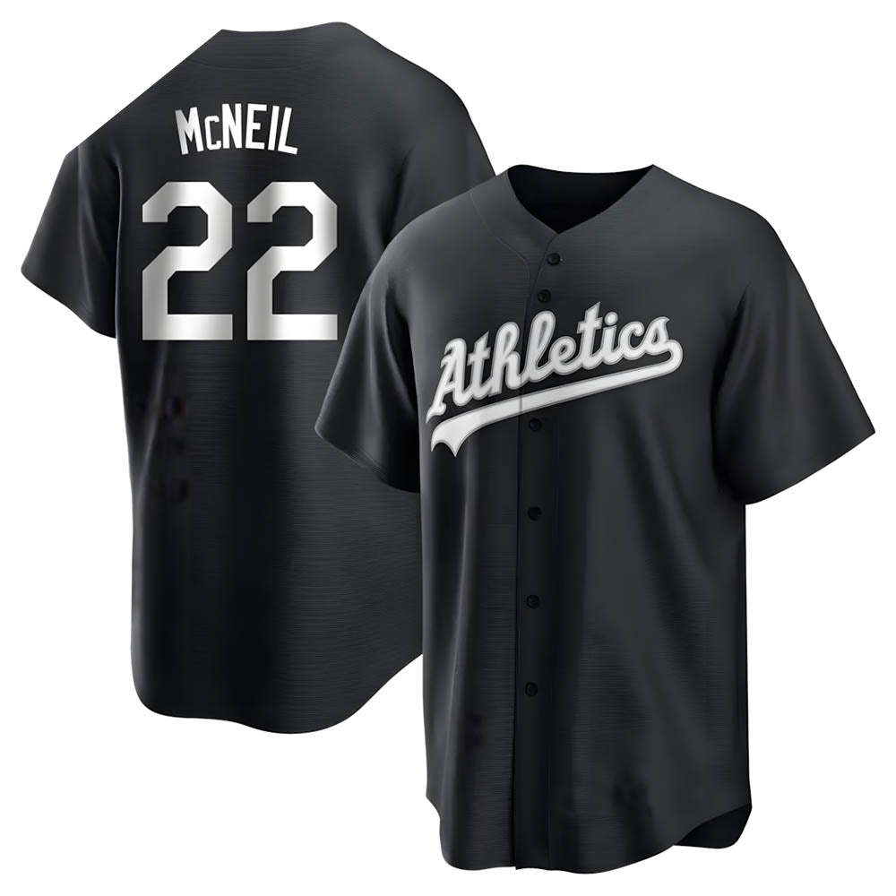 Choea Athletics #22 Jeff McNeil player Black&White Replica Stitched Jersey