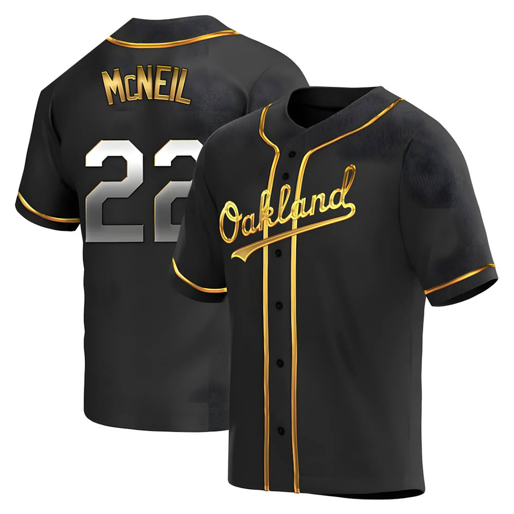 Choea Athletics #22 Jeff McNeil player Gold Replica Black en Alternate Stitched Jersey