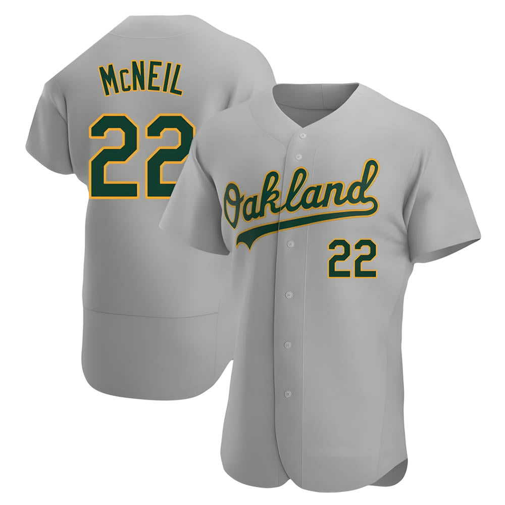 Choea Athletics #22 Jeff McNeil player Gray Authentic Road Stitched Jersey