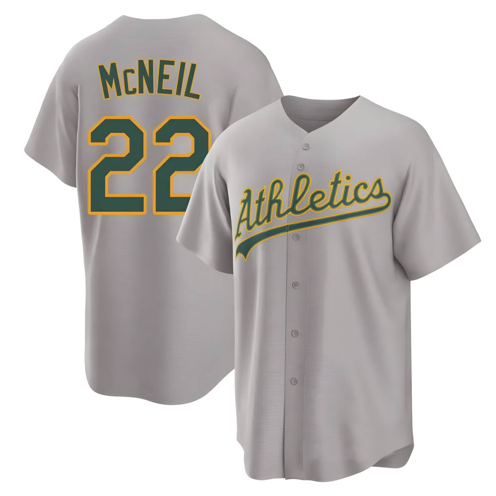 Choea Athletics #22 Jeff McNeil player Gray Replica Away Stitched Jersey