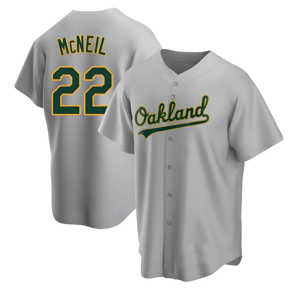 Choea Athletics #22 Jeff McNeil player Gray Replica Road Stitched Jersey
