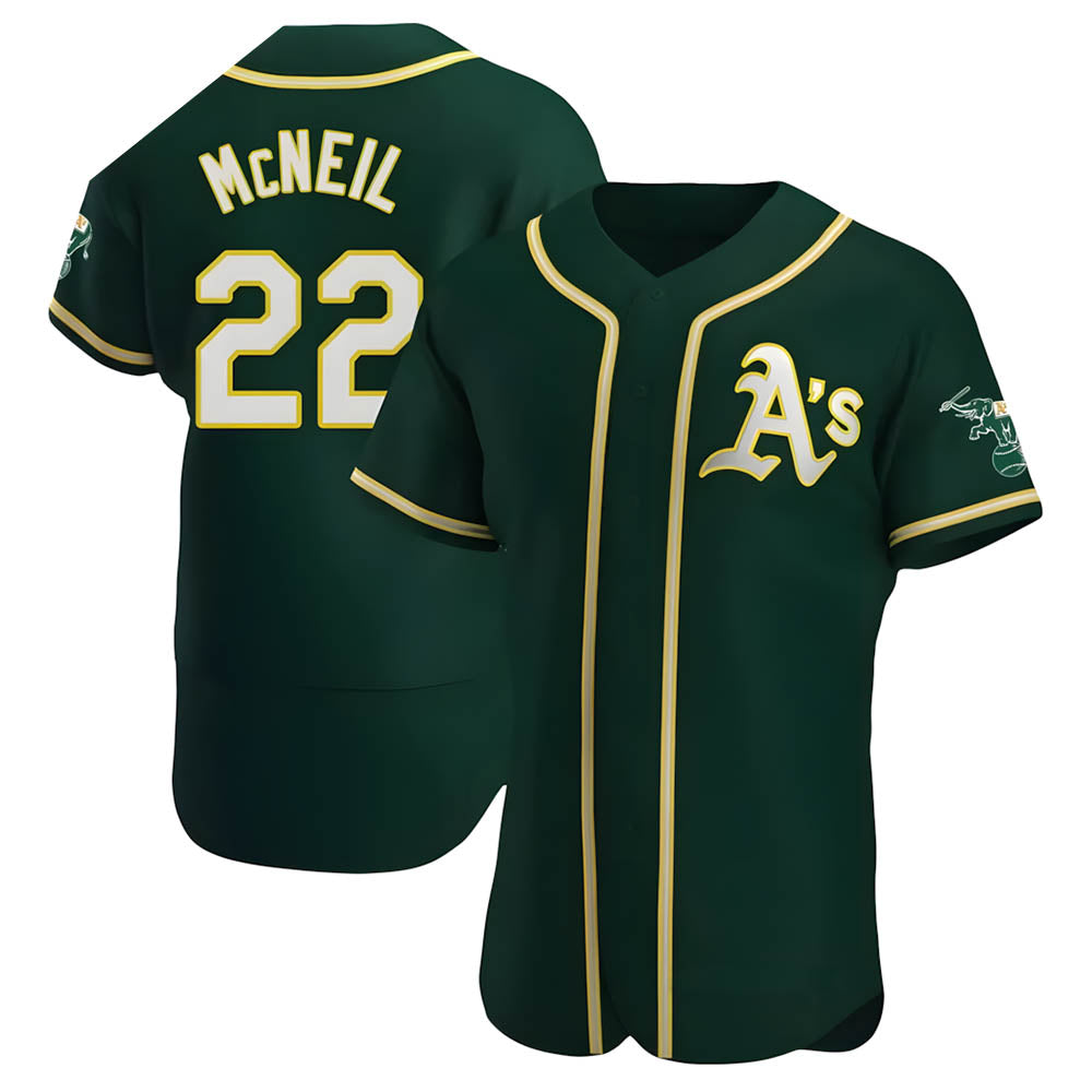 Choea Athletics #22 Jeff McNeil player Green Authentic Alternate Stitched Jersey
