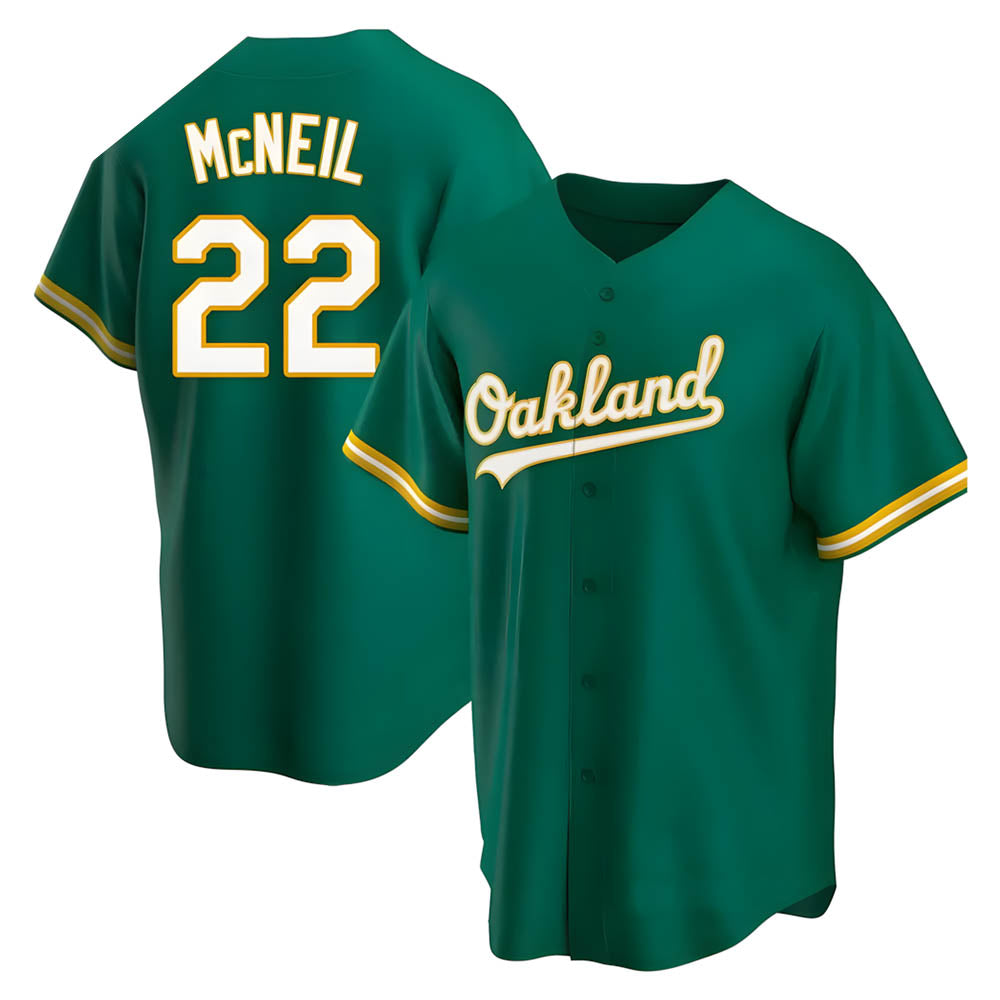 Choea Athletics #22 Jeff McNeil player Green Replica Kelly Alternate Stitched Jersey
