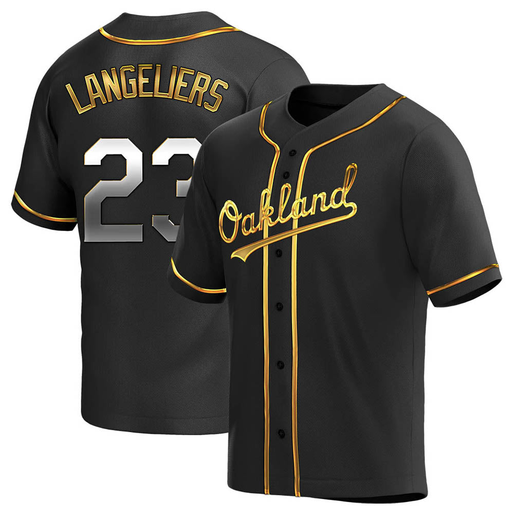 Choea Athletics #23 Shea Langeliers Player Black Golden Replica Alternate Stitched Jerseys