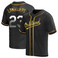 Choea Athletics #23 Shea Langeliers Player Black Golden Replica Alternate Stitched Jerseys