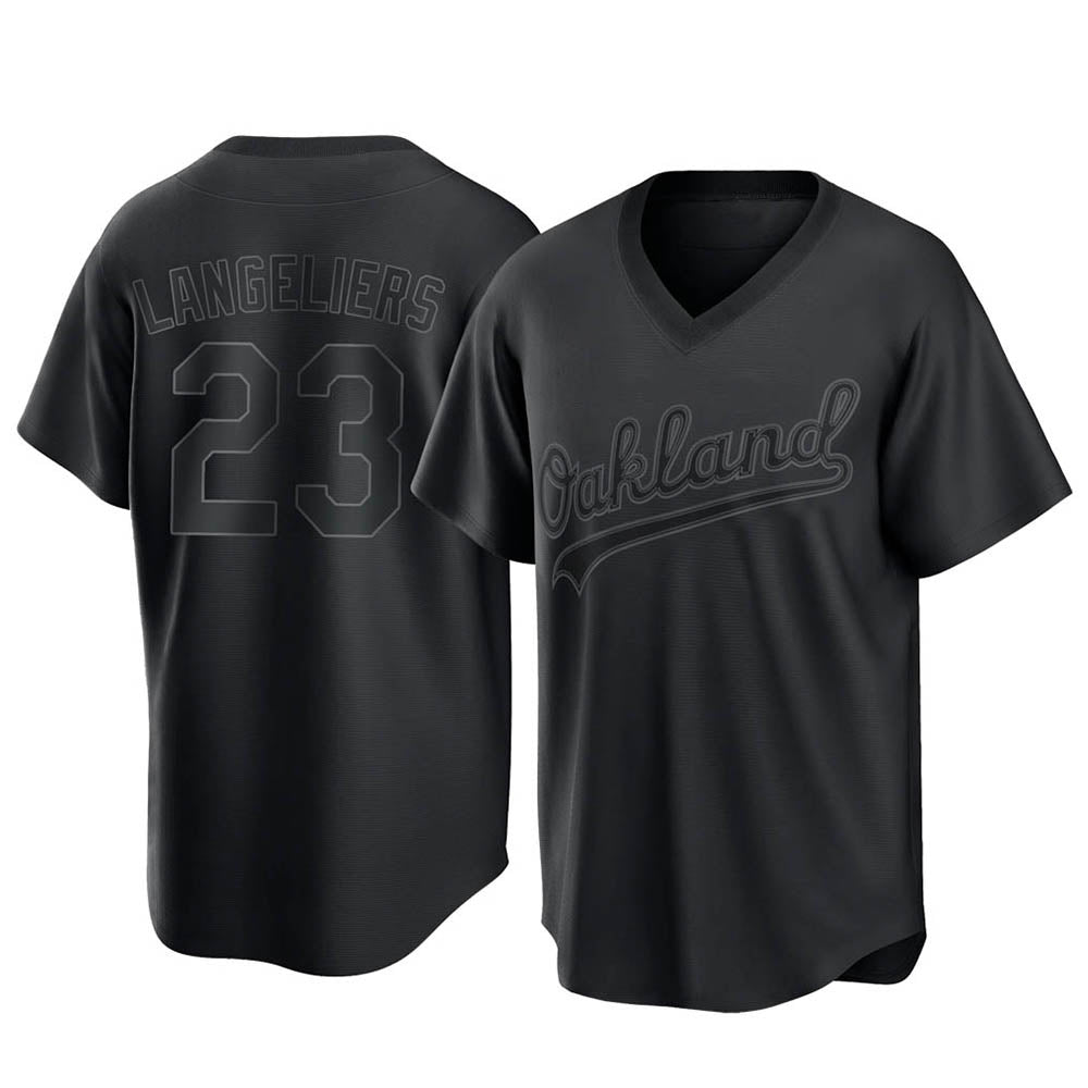 Choea Athletics #23 Shea Langeliers Player Black Replica Pitch Fashion T shirt Stitched Jerseys