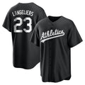 Choea Athletics #23 Shea Langeliers Player Black&White Replica Stitched Jerseys