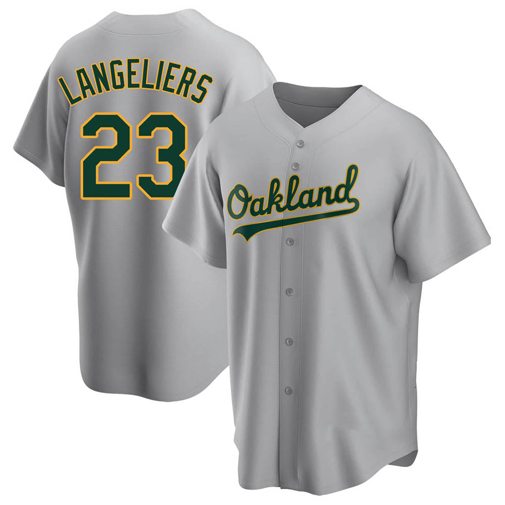 Choea Athletics #23 Shea Langeliers Player Gray Replica Road Stitched Jerseys