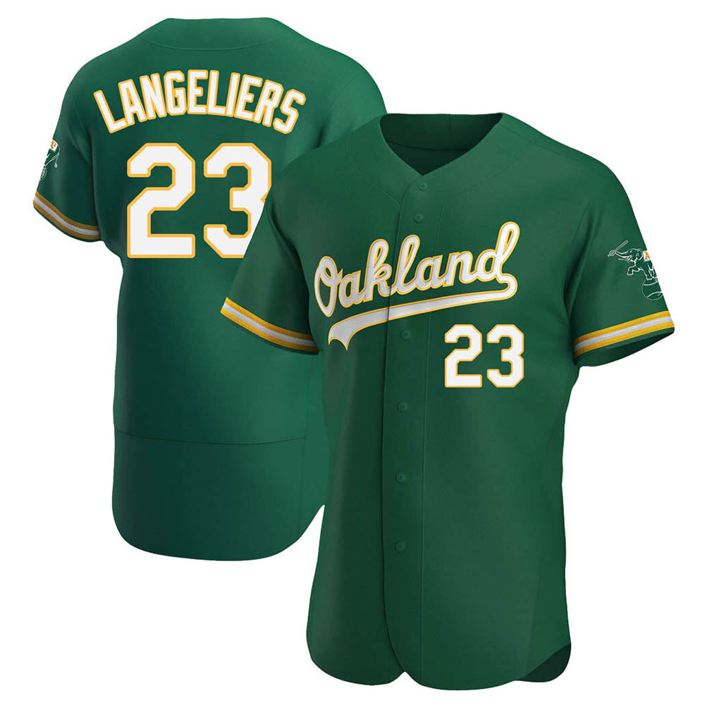 Choea Athletics #23 Shea Langeliers Player Green Authentic Kelly Alternate Stitched Jerseys