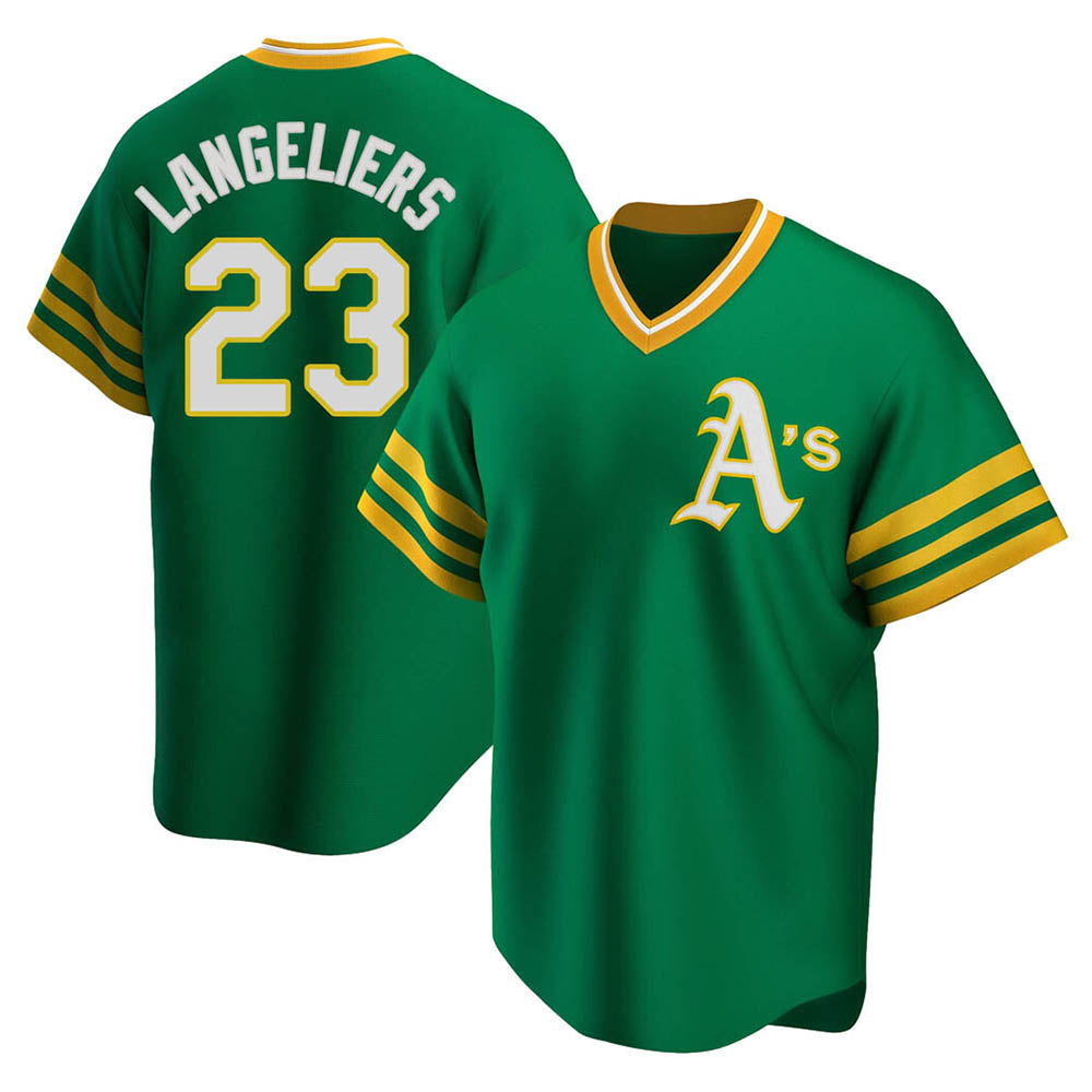 Choea Athletics #23 Shea Langeliers Player Green Replica Cooperstown Collection T shirt Stitched Jerseys