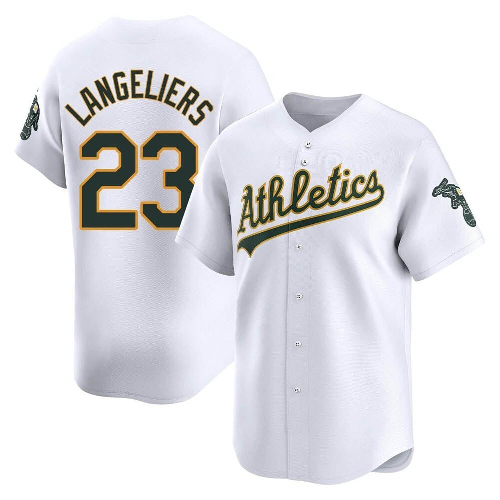 Choea Athletics #23 Shea Langeliers Player White Limited Home Stitched Jersey